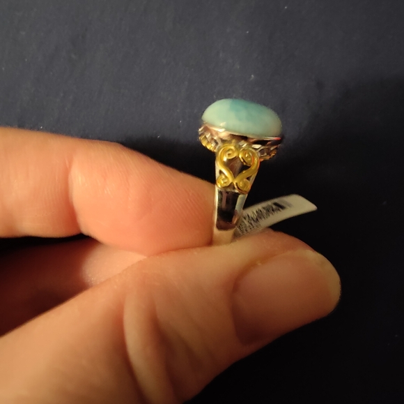 Nwt Sterling silver with 18k accents larimar ring , size 9 - Picture 2 of 7